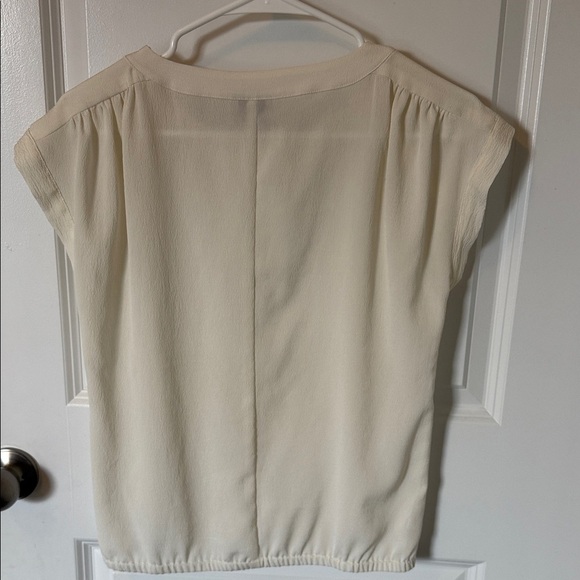 LOFT Women's Ivory Crepe Blouse with Button Detail - Picture 9 of 9